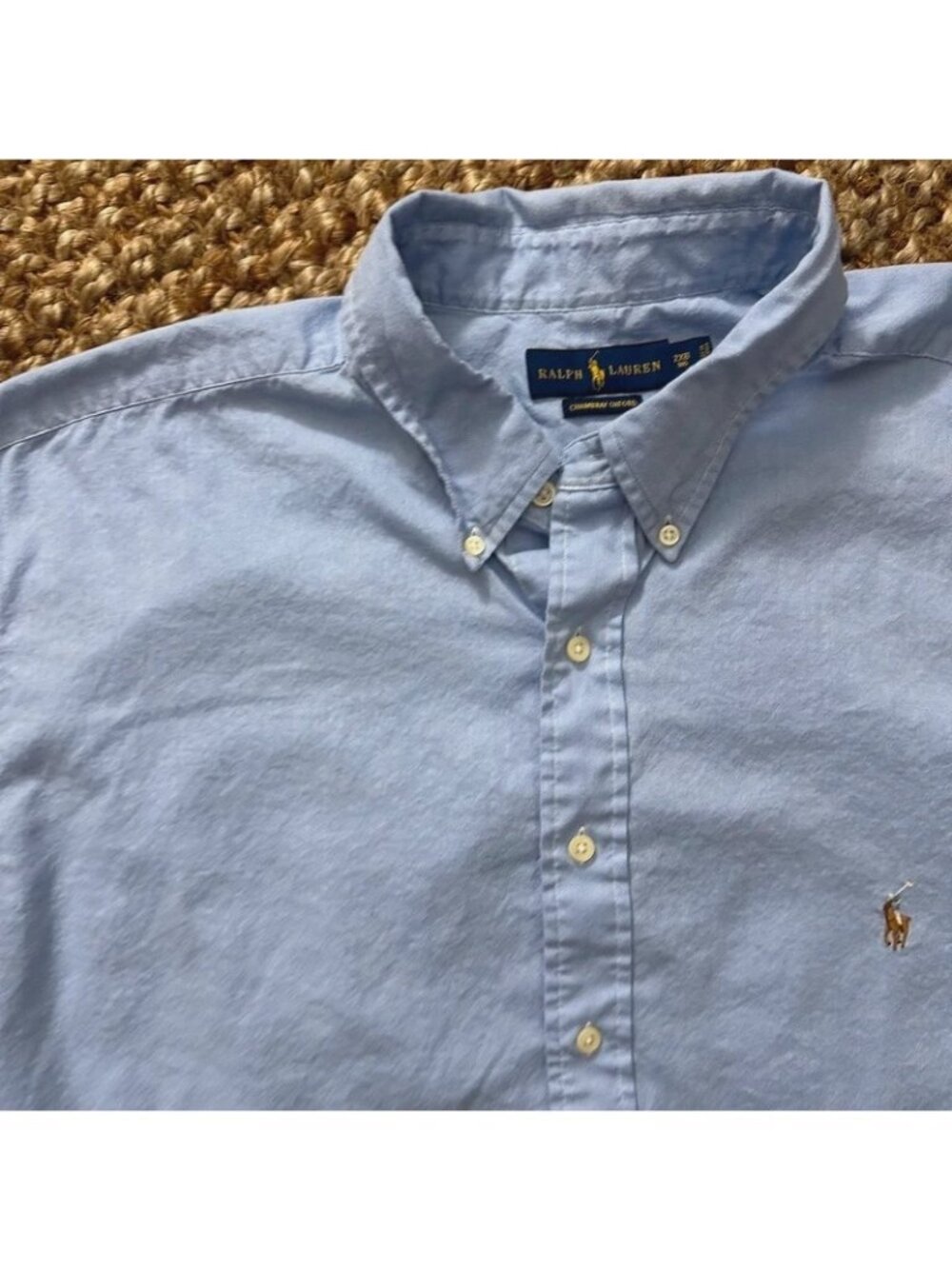 Ralph Lauren Mens Light Blue Chambray Oxford Button Down Shirt Size 2XB Big & Ta